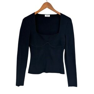 NANUSHKA Mio Top Structured Long-Sleeve Knit Black